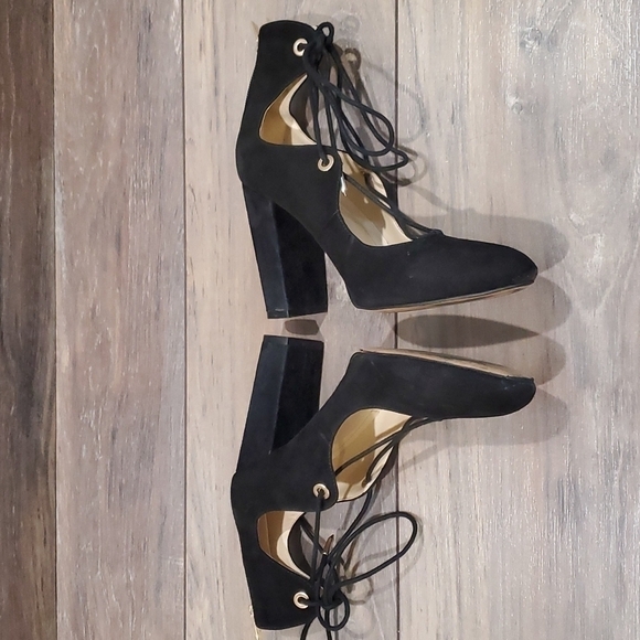 Marc Fisher Women Suede Block heels sandals Lace up shoes sz 9.5M - Picture 4 of 10